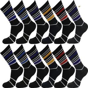 12 Pairs Mens Dress Casual Striped Socks Size 10-13 New